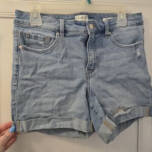Wonderly Mid-Rise Light Blue Denim Shorts